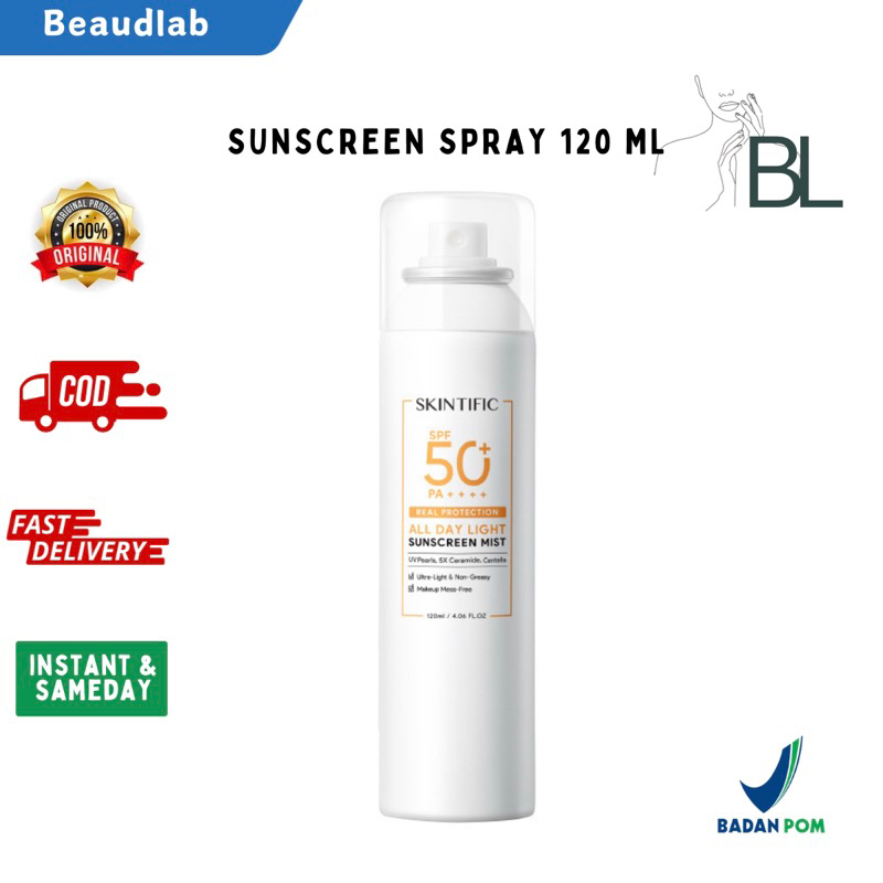 Jual Skintific All Day Light Sunscreen Mist Spf 50 Pa 120 Ml Sunscreen Spray Anti Sinar Uv 9286