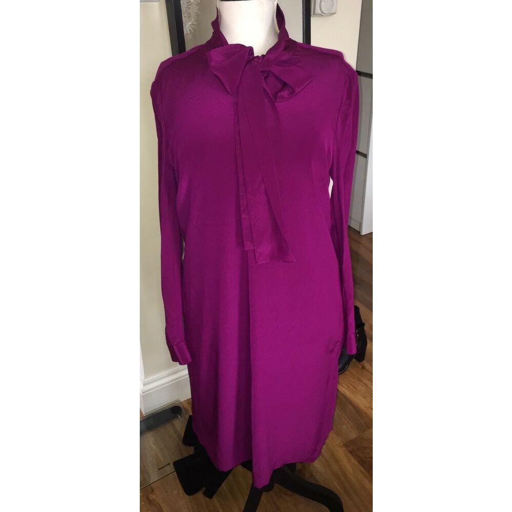 Preloved Ted Baker Midi Dress Yanka Pussy Bow Violet Size S