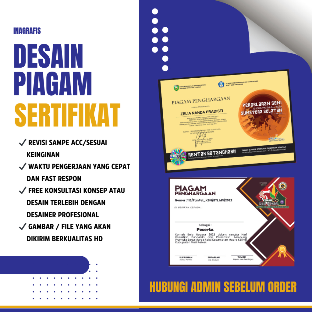 Jual DESAIN PIAGAM, SERTIFIKAT PROFESIONAL ONLINE CUSTOM FREE DESIGN ...