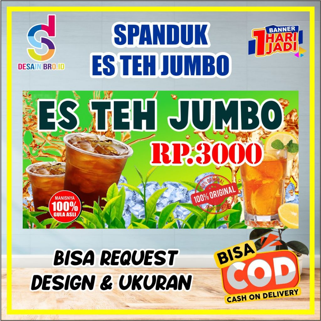 Jual SPANDUK/BANNER ES TEH JUMBO ( BISA CUSTOM ) UKURAN 100X50 ...