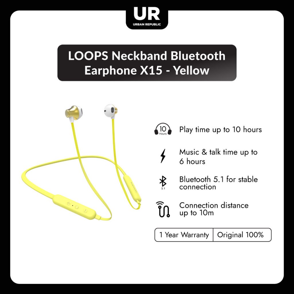 Jual Loops Neckband Bluetooth Earphone X Yellow Shopee Indonesia