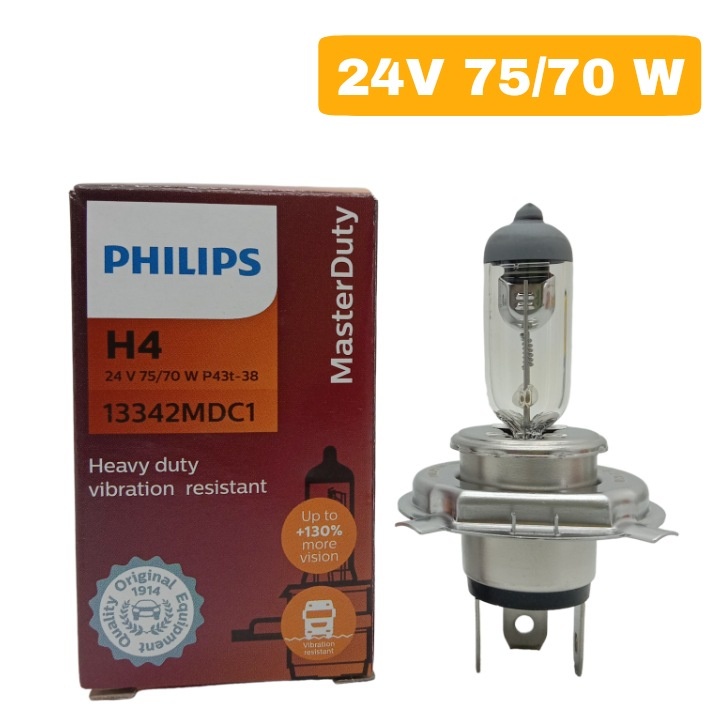 LAMPARA H4 PHILIPS HEAVY-DUTY 24V 75/70W P43