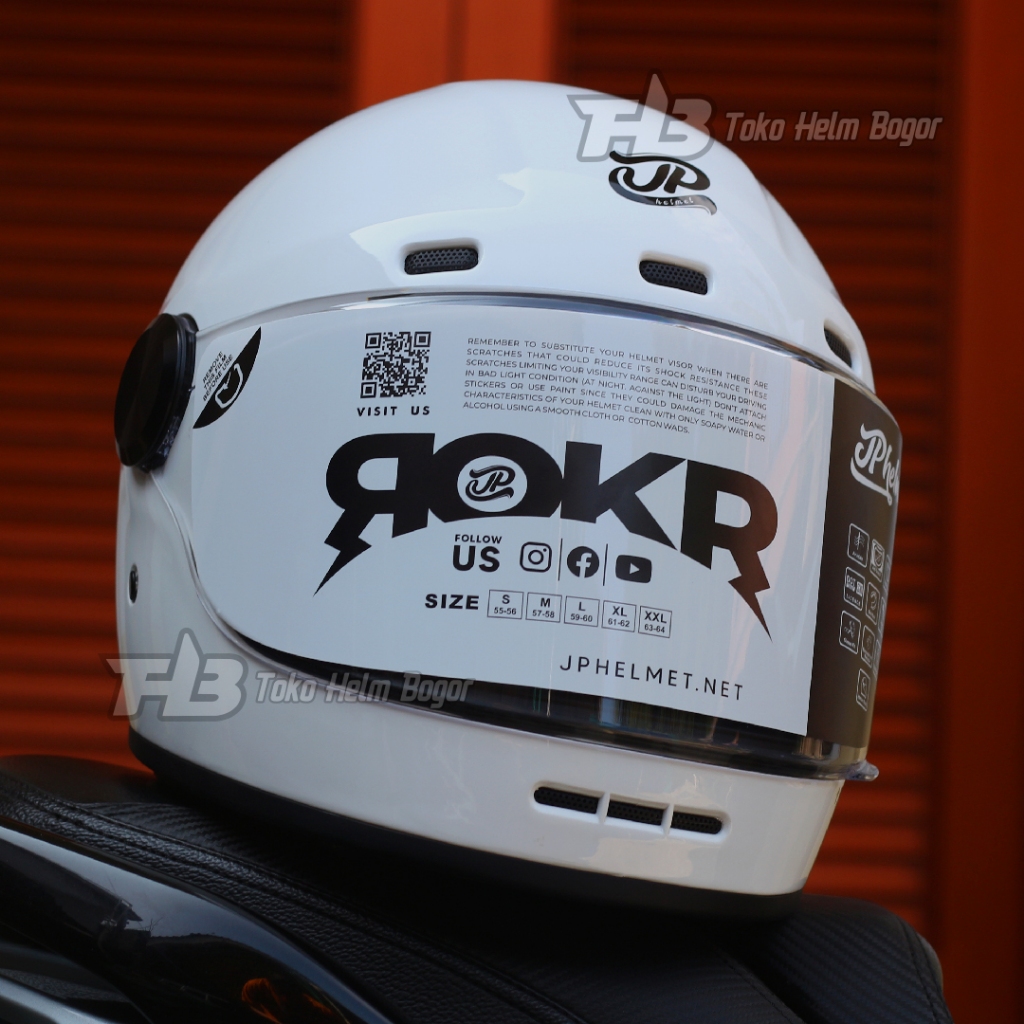 Jual HELM RETRO JP ROKR SOLID BROKEN WHITE | Shopee Indonesia