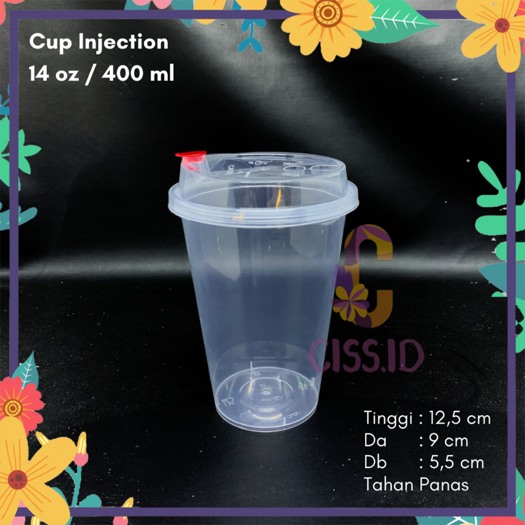 Jual Gelas Cup Injection 14oz 14 Oz 400ml 400 Ml 1 Pack 25 Pcs Tahan Panas Foodgrade Cup Kopi 4441