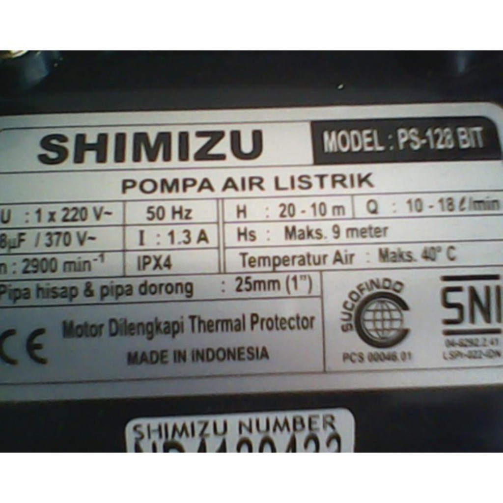 Jual SHIMIZU POMPA AIR PS-128 BIT / PS 128 BIT POMPA AIR NON AUTO 125W ...