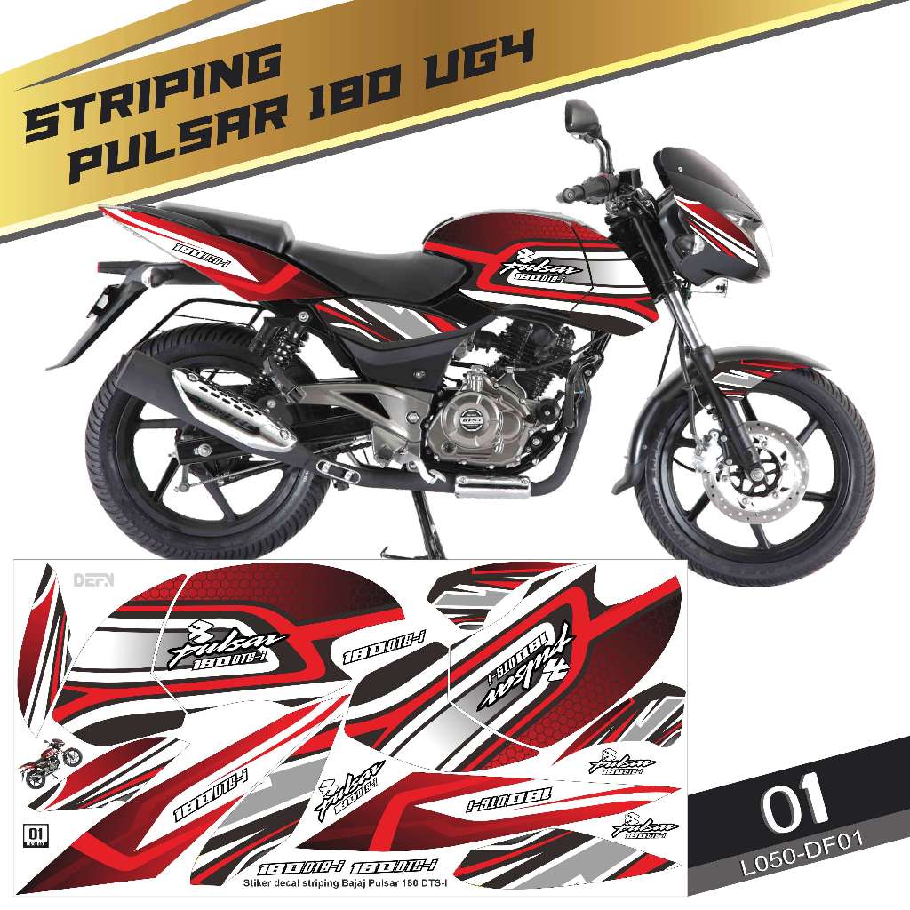 Jual Stiker striping Decal Bajaj Pulsar 180 DTS I UG4 2010-2012