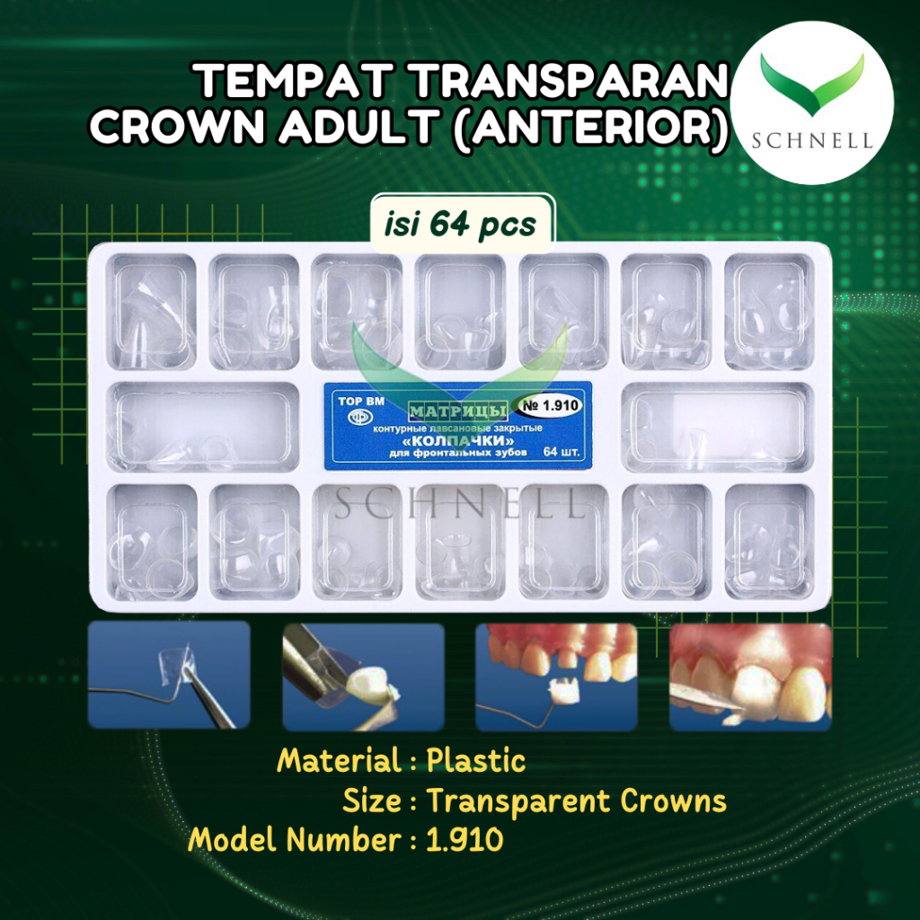 Jual Crown Gigi Transparent Crowns Adult Anterior 64 Pcs | Shopee Indonesia