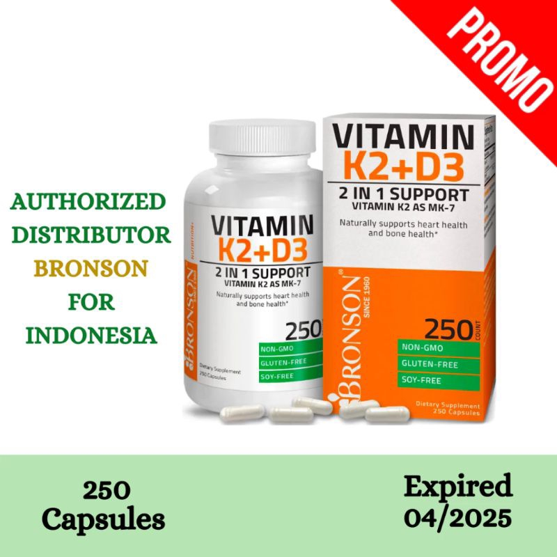 Jual Bronson Vitamin K2 + D3 5000IU 250 Kapsul Shopee Indonesia
