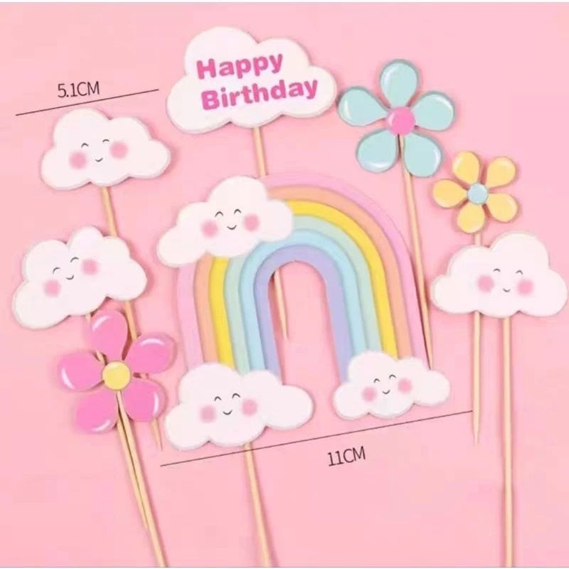 Jual Topper Rainbow FLOWER / Dekorasi Cake Bunga dan Pelangi Bahan ...