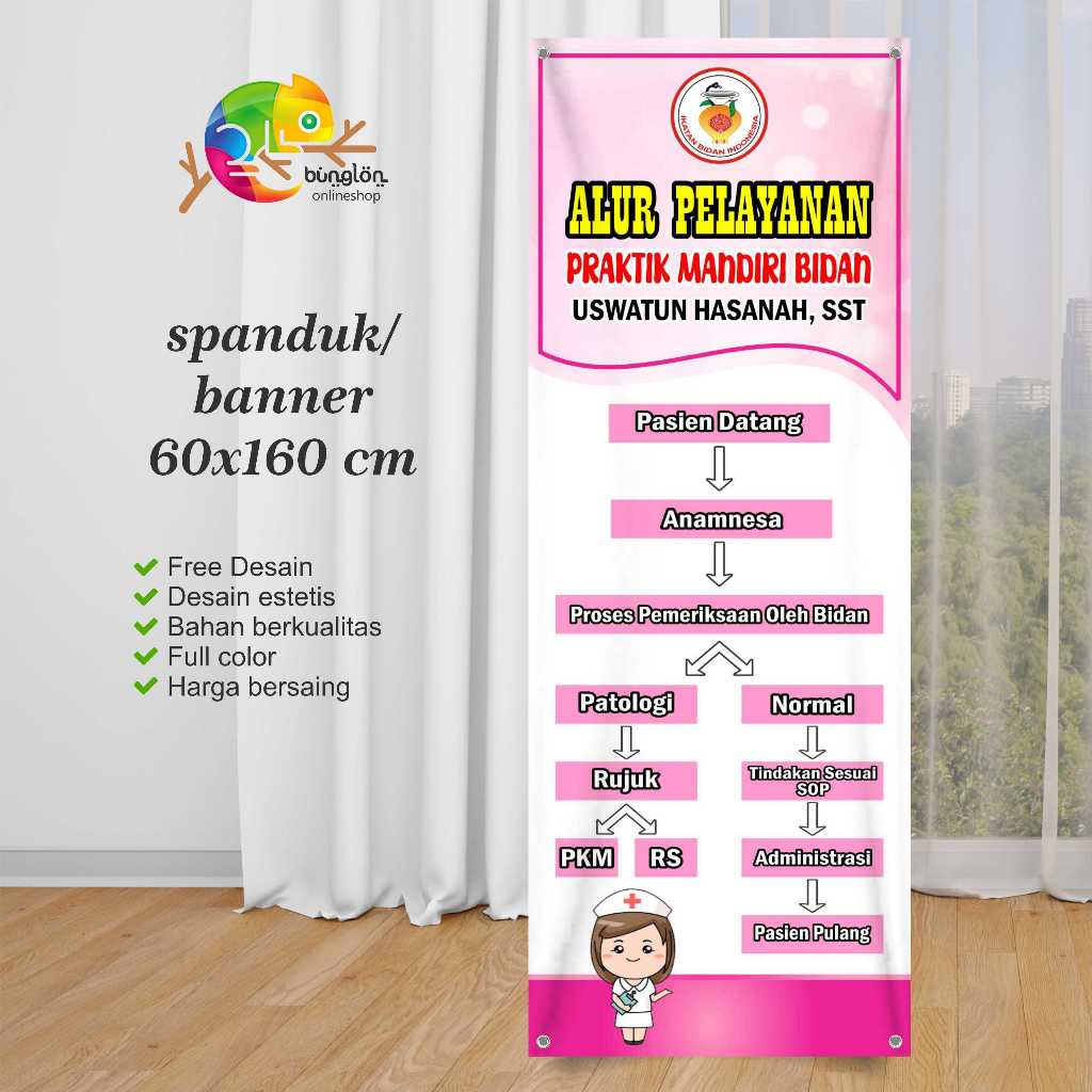 Jual Spanduk Banner 60x160 Alur Pelayanan Bidan Custom Shopee Indonesia 9945