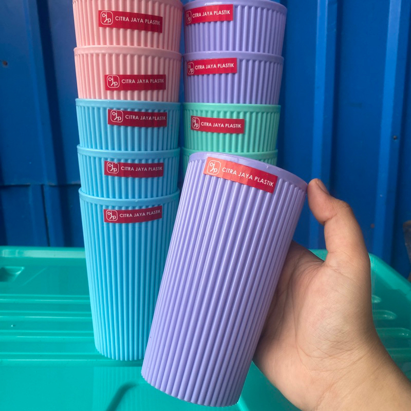 Jual Gelas Minum Tumbler Spring Motif Garis Pastello Warna CJP | Shopee ...