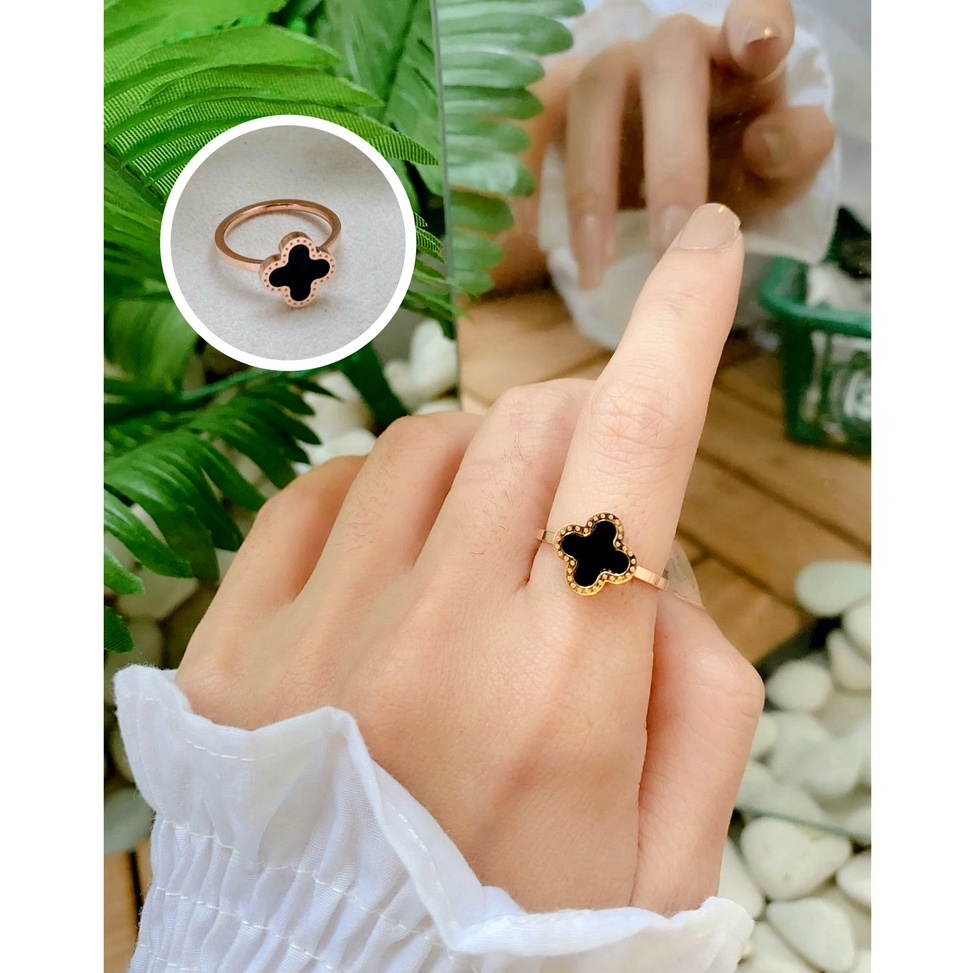 Jual Cincin Titanium Daun Clover Korean Ring Four Leaf | Shopee Indonesia