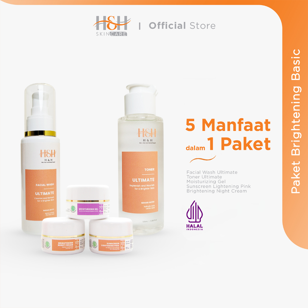 Jual H&H Paket Skincare Brightening Basic 5 In 1 (Facial Wash, Toner