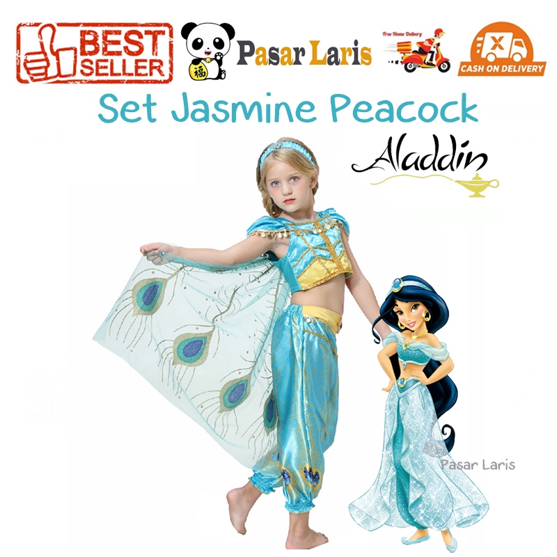 Jual Set Princess Jasmine Peacock Arab Kostum Aladdin Merak Cosplay ...