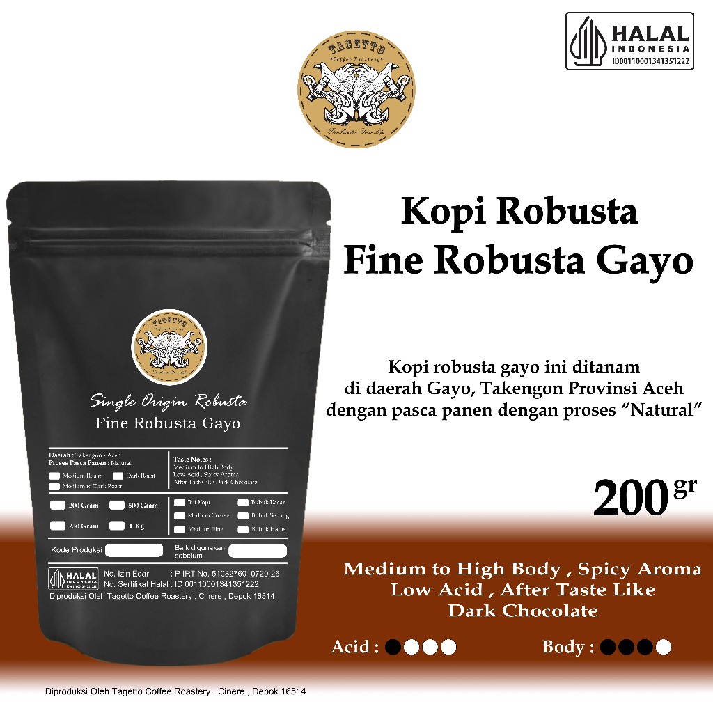 Jual Biji Kopi Fine Robusta Gayo 200gr Biji Dan Bubuk Shopee Indonesia 9769