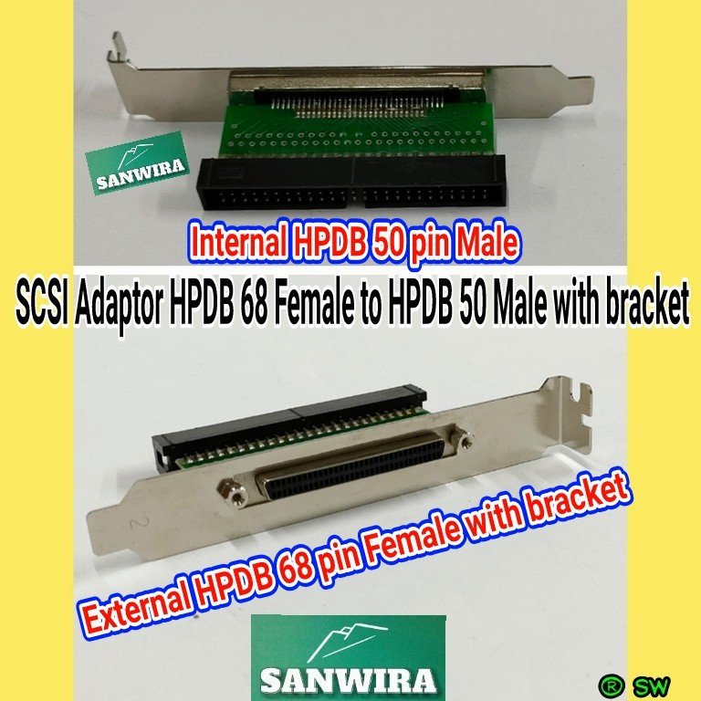 Jual SCSI Adaptor HPDB 68 pin Female to HPDB 50 pin Male with bracket ...