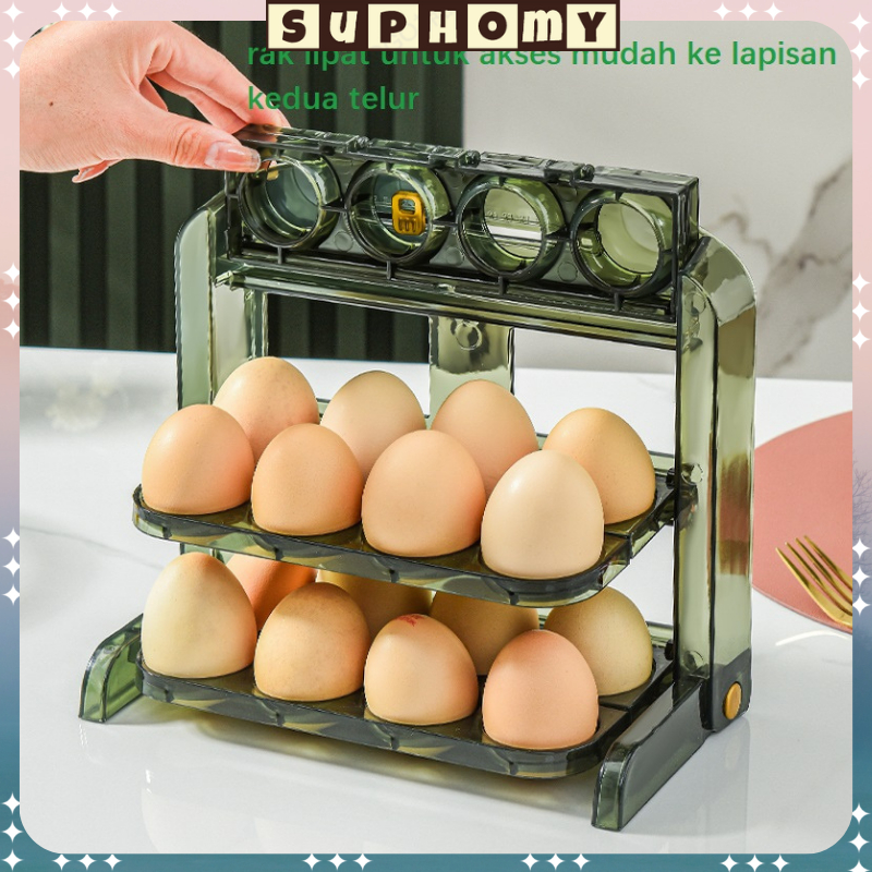 Jual 3 Tier Egg Holder Egg Storage Box Organizer/Rak Telur 3 Layers Egg ...