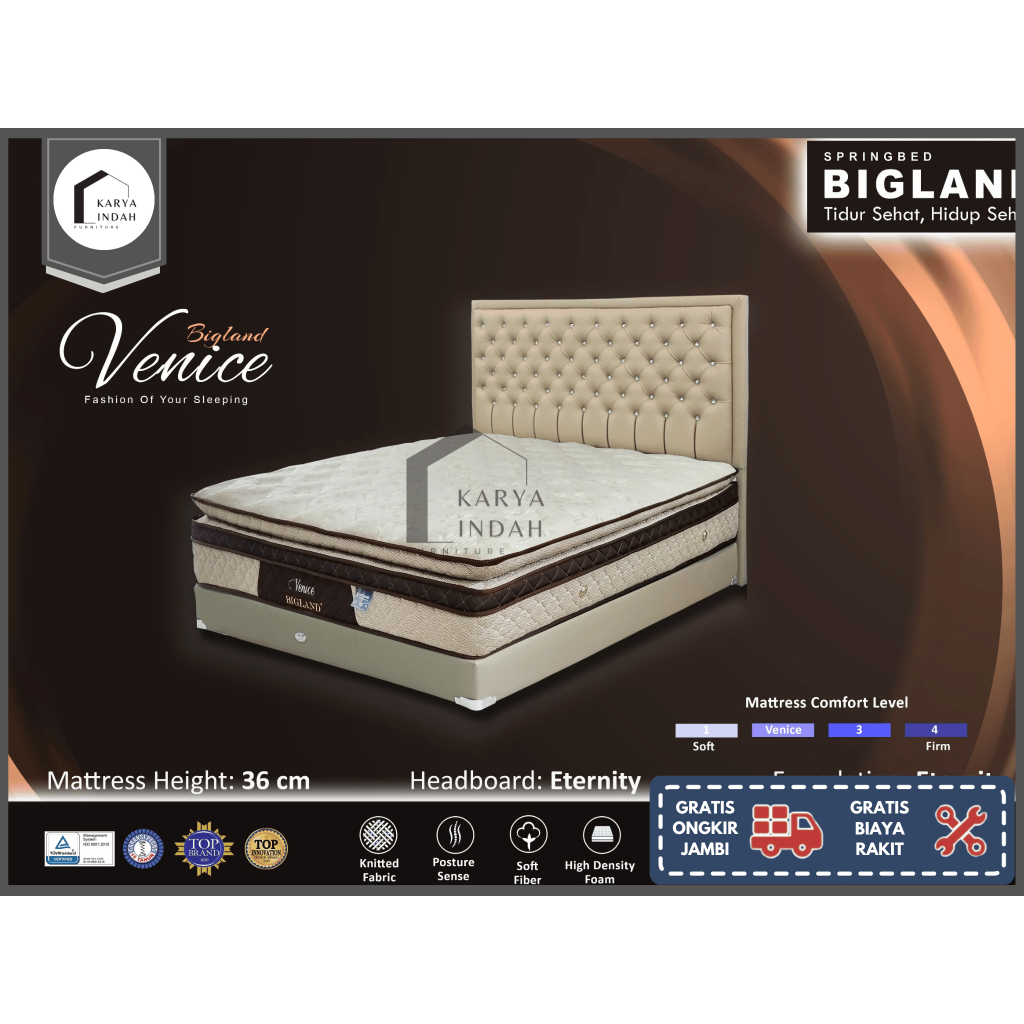 Jual Springbed BIGLAND VENICE PLATINUM DOUBLE PLUSHTOP & PILLOWTOP ...