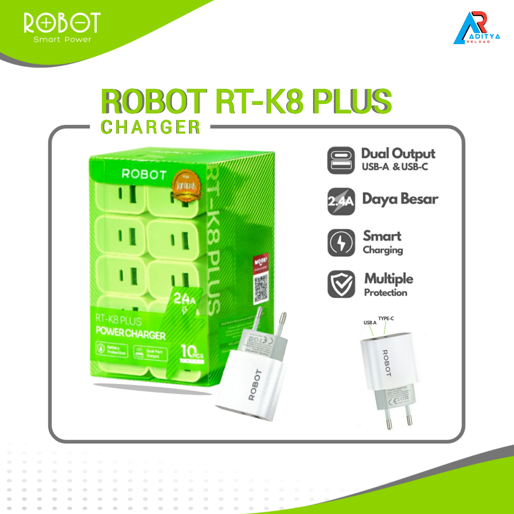 Jual Adaptor Charger Robot Rt K Plus A Kotak Isi Pcs Original Garansi Shopee Indonesia