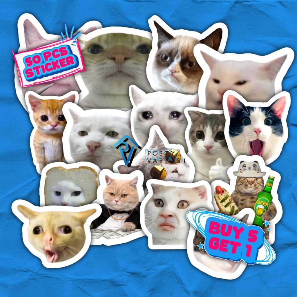 Jual 50 Pcs Stiker Pack Meme Kucing Whatsapp Stiker Untuk Case HP Motor