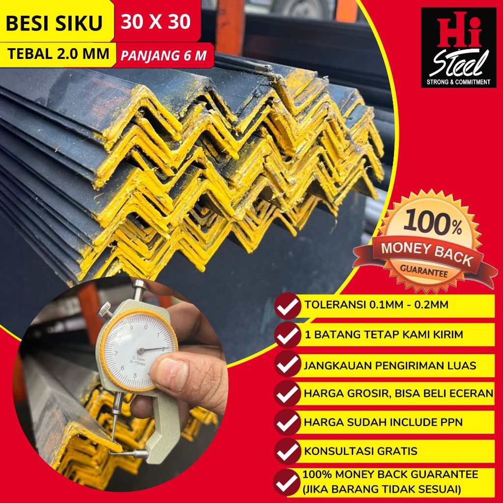 Jual Besi Siku 30 X 30 X 2.0mm X 6m | Shopee Indonesia