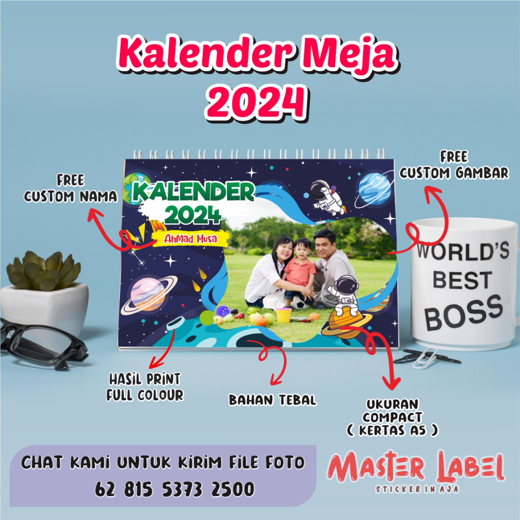 Jual Kalender 2024 aesthetic custom meja custom foto kalender lucu ...