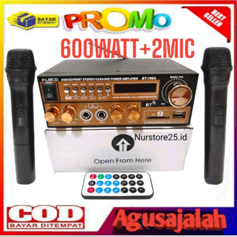 Jual BONUS MIC-2 Power Amplifier bluetooth subwoofer 600 watt home