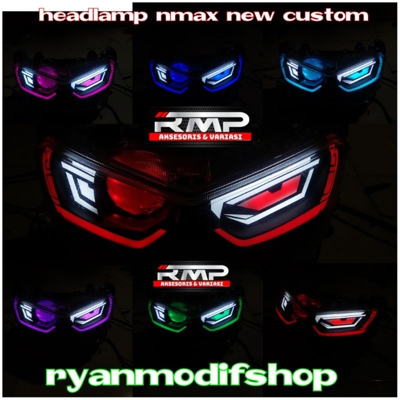 Jual HEADLAMP NMAX NEW CUSTUME BILED AES TURBO LAMPU DEPAN NMAX NEW