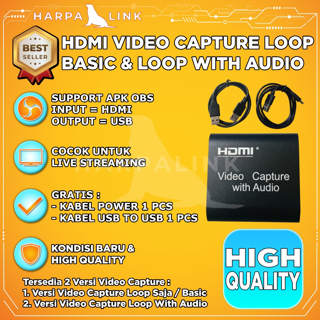 Jual USB Video HDMI Capture Loop Out And Loop With Audio 4K 1080P