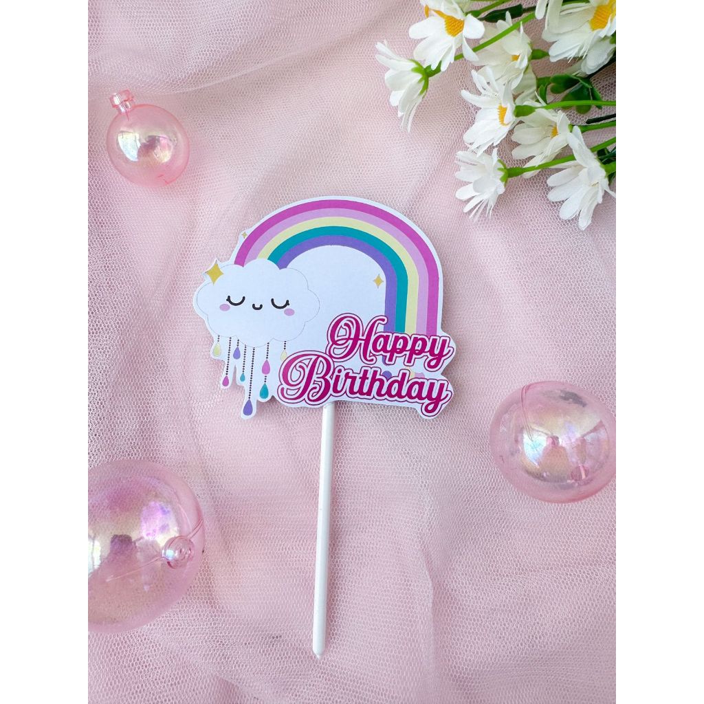 Jual BJ - Topper Cake / Hiasan Kue Happy Birthday Pelangi Rumbai ...