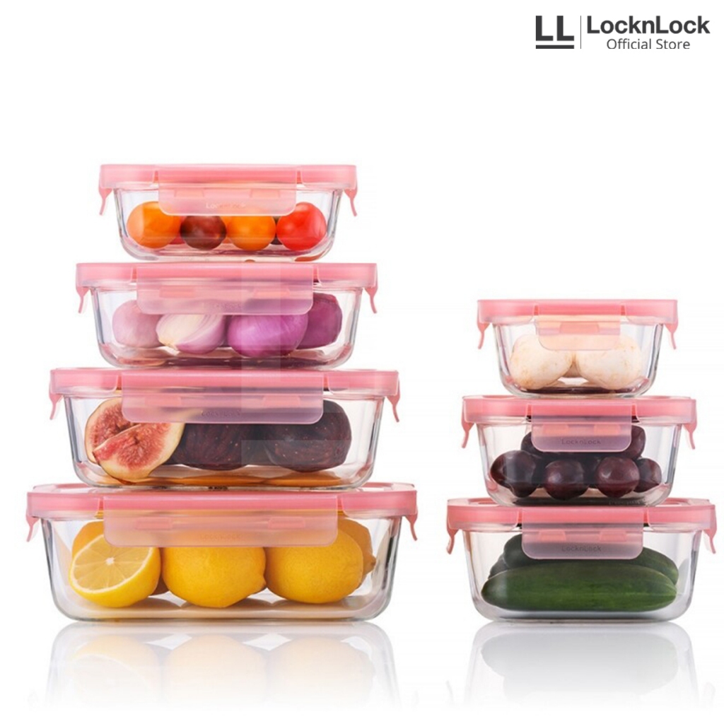 Jual LocknLock Oven Glass Rose Rectangular Container Cherry Red Series