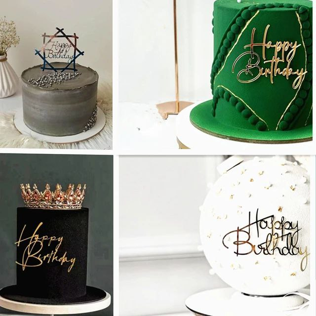 Jual CAKE TOPPER HAPPY BIRTHDAY BAHAN AKRILIK TANPA STICK/ TOPPER HBD ...