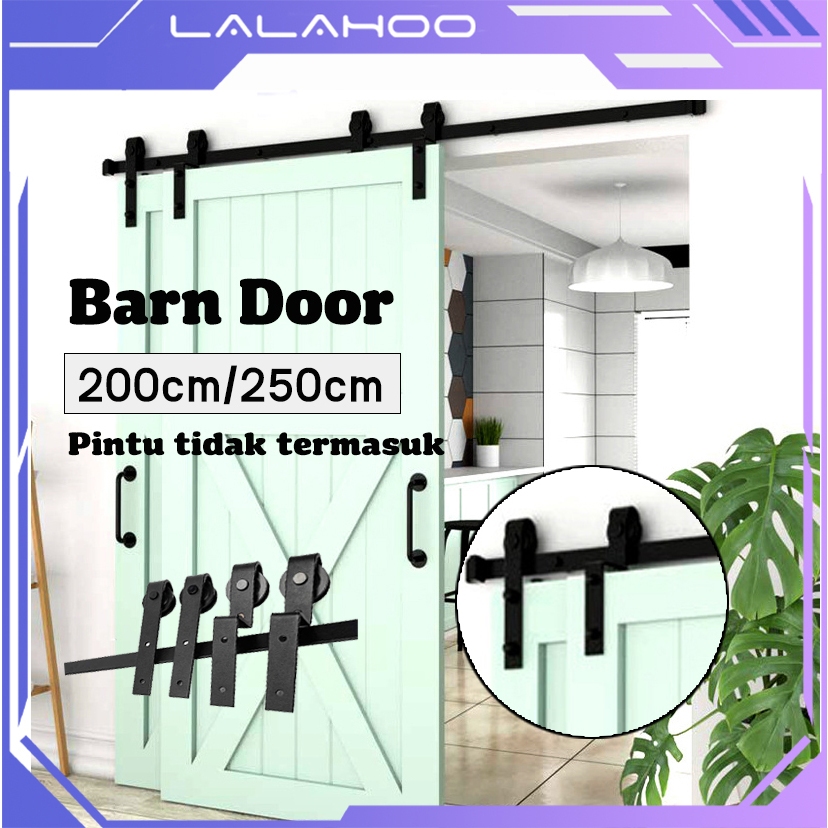 6FT/6.6FT/8.2FT Rel Pintu Geser Sleding Pintu Ganda Bergerak Kit Katrol Senyap Barn Door / Sliding / Pintu Geser Industrial Door Track Tidak ada Pintu