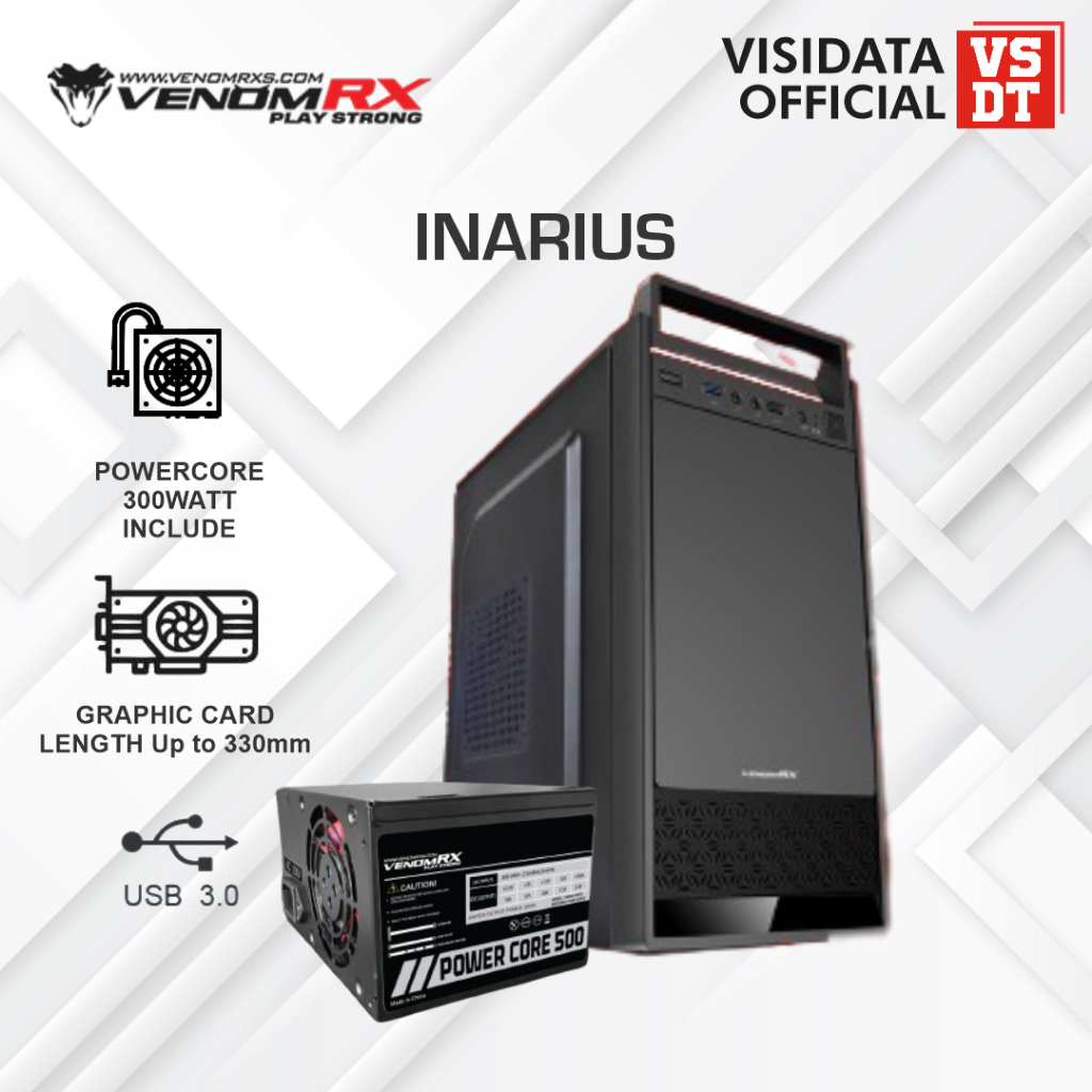 Jual Venomrx Inarius Casing Pc M Atx Case With Psu Powercore W