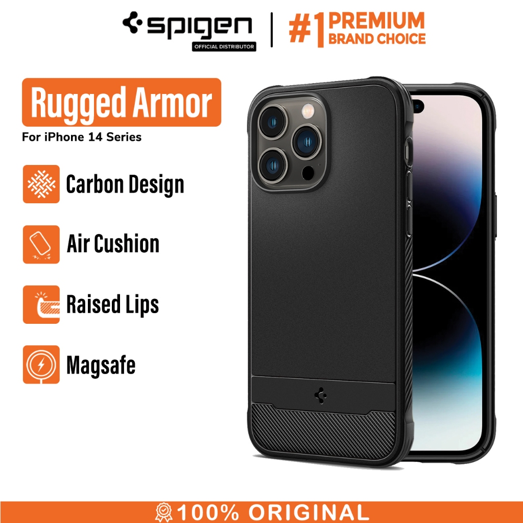 Jual Case IPhone 14 Pro Max Plus Spigen Rugged Armor MagSafe Carbon ...