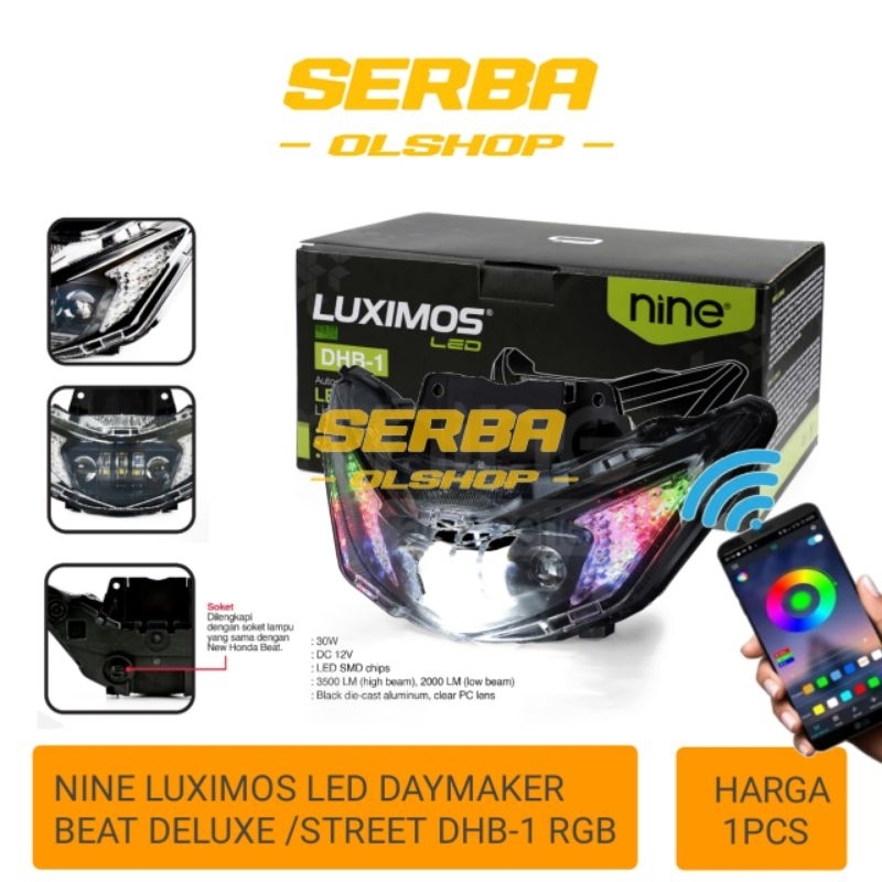 Jual LAMPU MOTOR BEAT DHB1 RGB DRL KONEKSI APLIKASI BLUETOOTH HEADLAMP