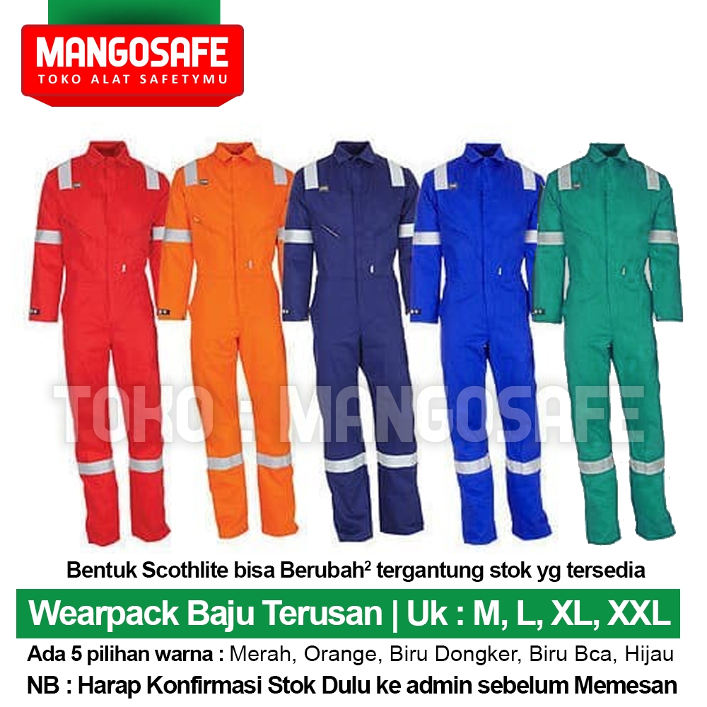 Jual Wearpak Baju Terusan Warna Orange Merah Biru Gelap Dongker Bca