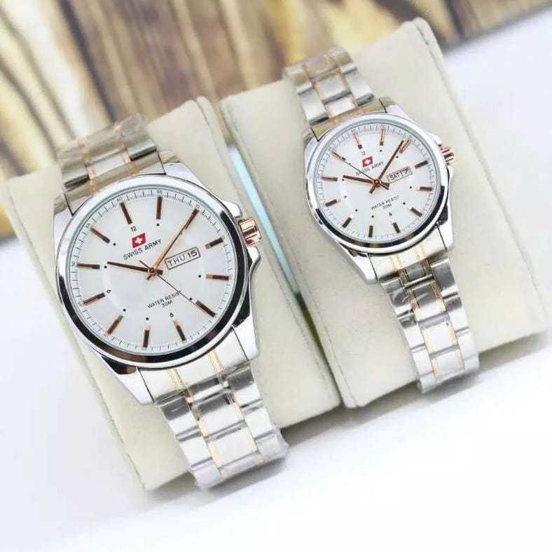 Jual Jam Tangan Swiss Armi Couple Tanggal Hari Aktif Rantai Stainlles Terbaru 2089 Shopee Indonesia