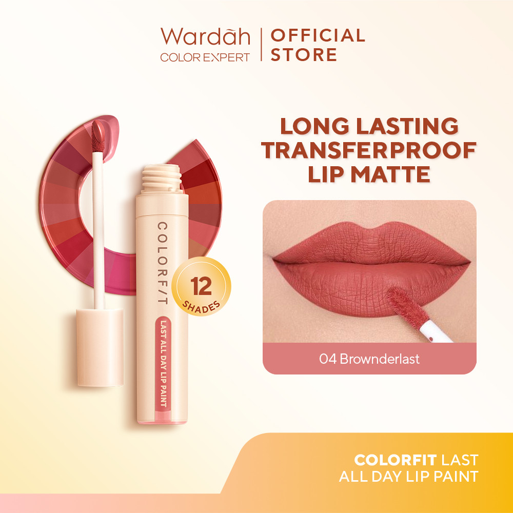 WARDAH Colorfit Last All Day Lip Paint 4 gr - Tahan Lama Hingga 12 Jam - Transferproof dengan One Swipe Coverage -  Warna Intense - Makeup