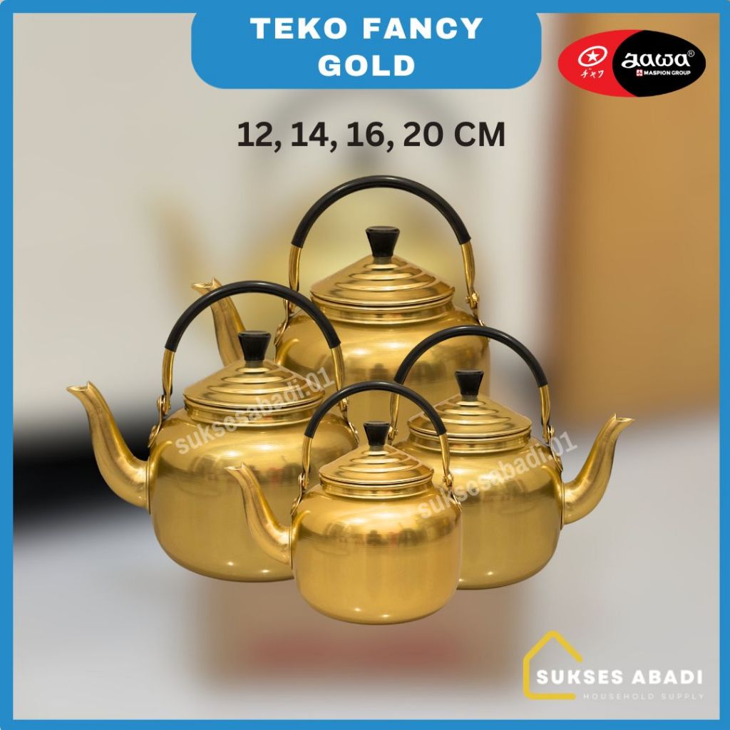 Jual Teko Emas Aluminium Jawa Maspion Teko Ceret Kuning Arab Air Zam Zam Fancy Tea Pot Gold 2164