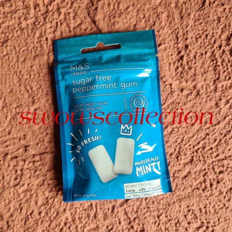 Jual M&S MARK MARKS & AND SPENCER SUGAR FREE PEPPERMINT GUM PERMEN MINT