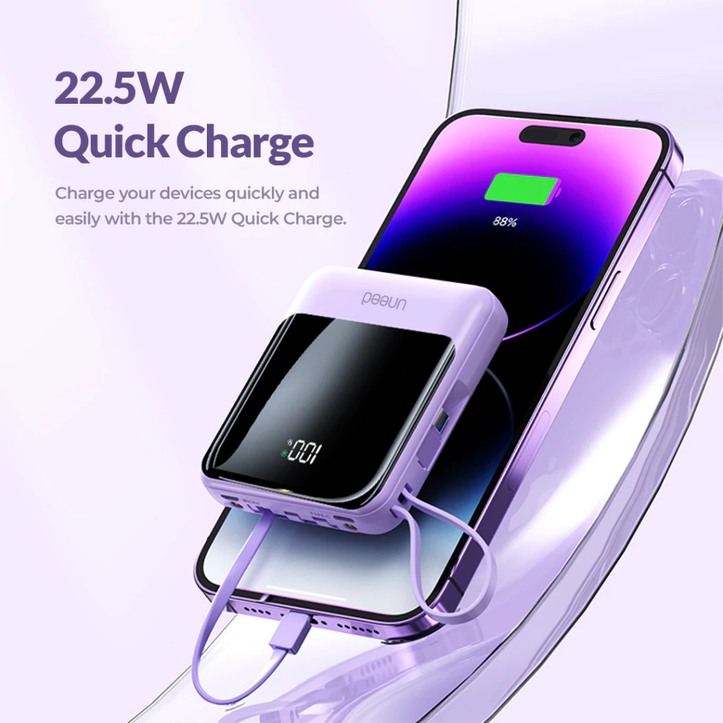 UNEED MultiBox DF10 Powerbank Built in Cable QC 10000mAh 22.5W- UPB244