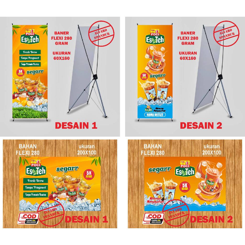 Jual cetak banner es teh poci / banner stand teh poci / banner ukuran