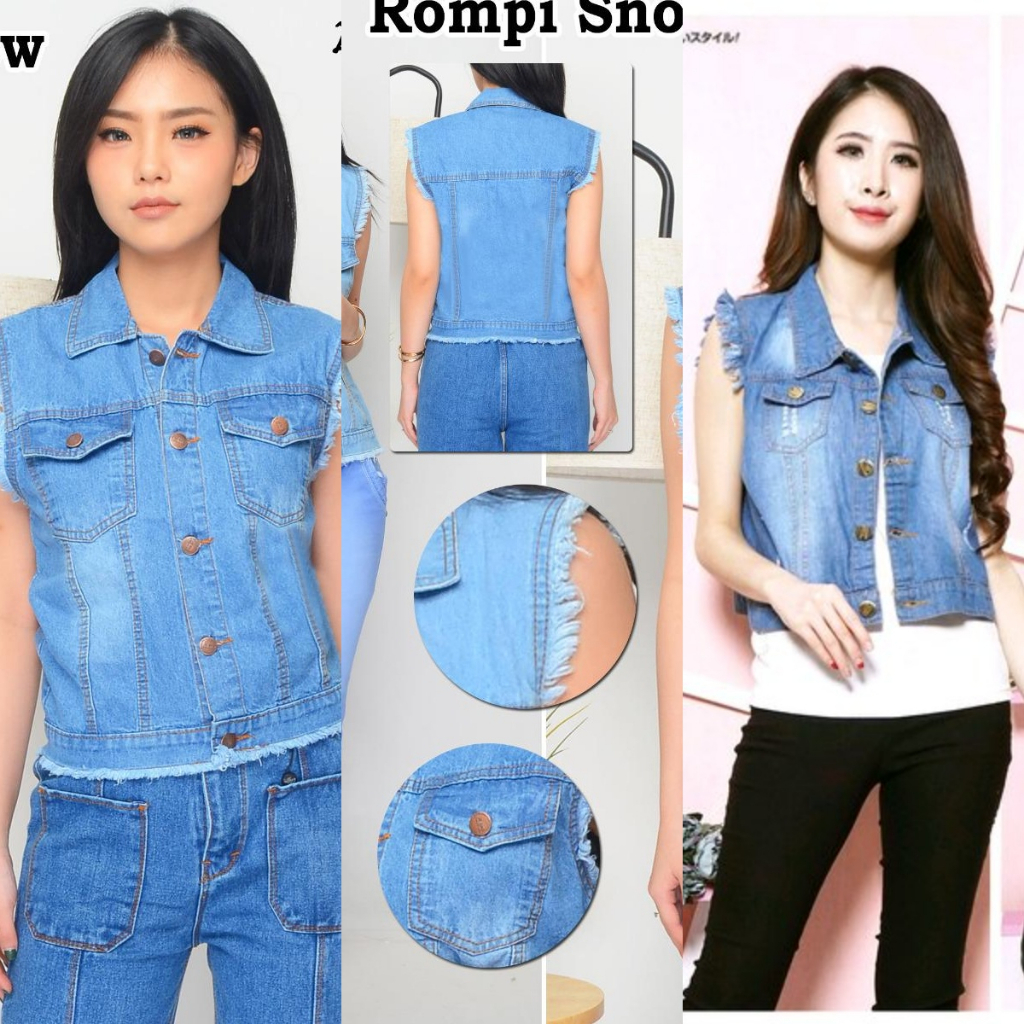 Jual Rown Rompi Jeans Jaket Vintage Wanita Denim Vest Vian Vest Outfit ...