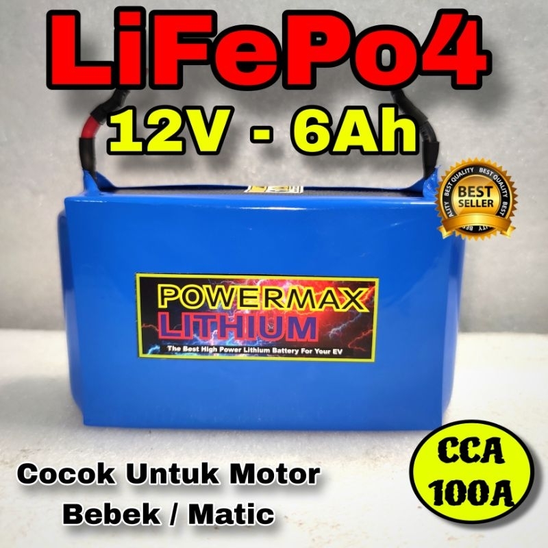 Jual Aki LIFEPO4 12V 6Ah High CCA 100A POWERMAX Kuat untuk Starter
