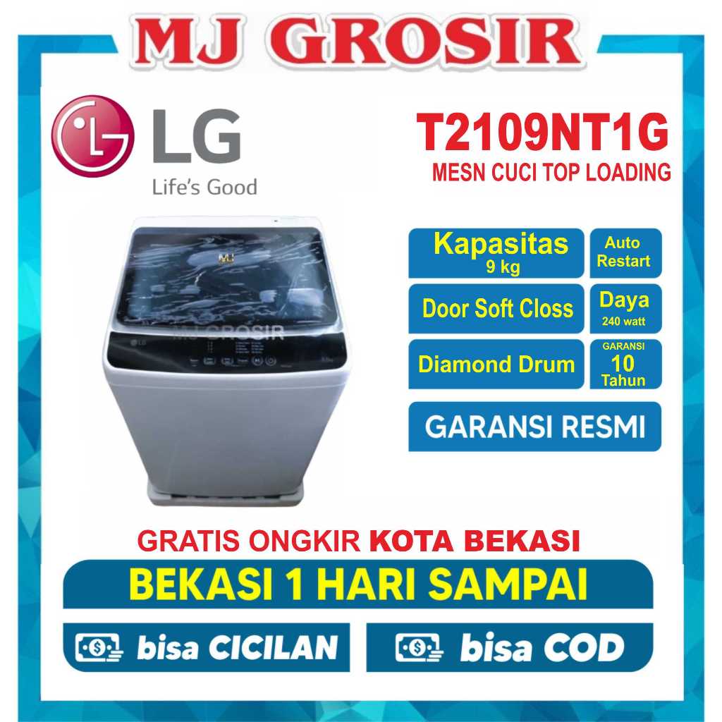 Jual MESIN CUCI 1 TABUNG LG T 2109 NT1G T2109NT1G TOP LOADING 9 KG ...