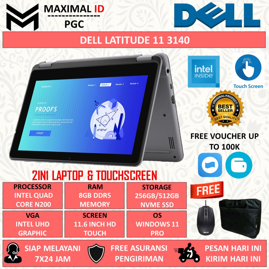 Jual Dell Latitude 3140 2in1 Intel N200 Ram 8GB 256GB SSD Touchscreen ...