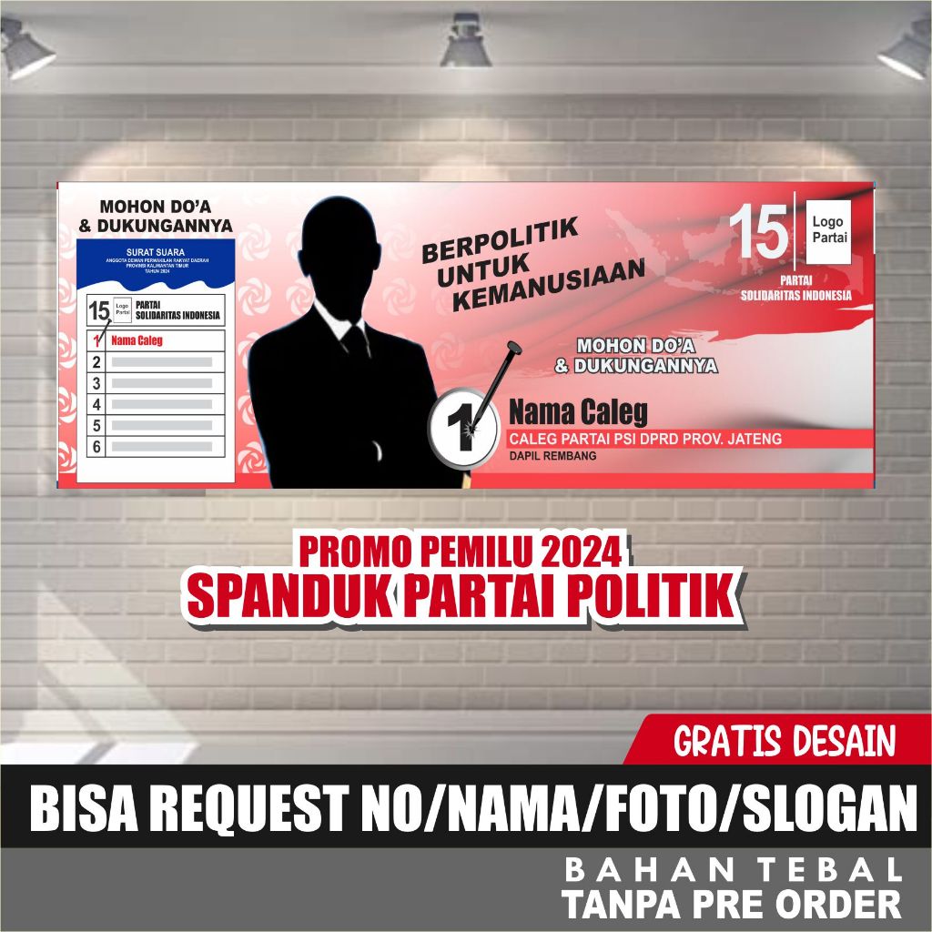 Jual Spanduk Partai Politik Psi Pemilu Benner Caleg Partai Psi Banner Pemilu