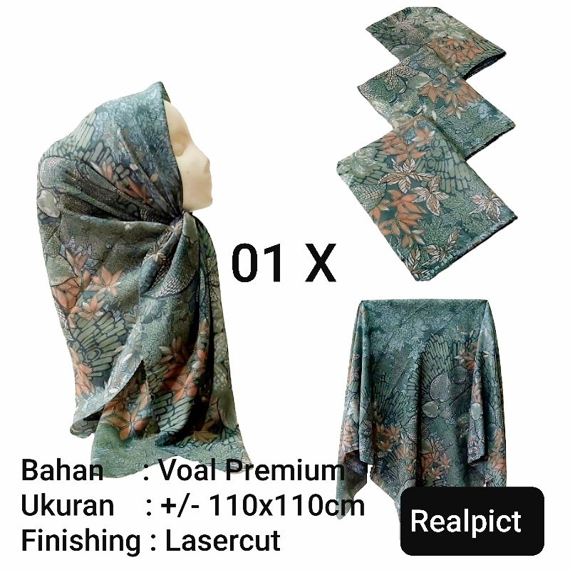 Jual 01a Sampai 02xhijab Voal Motif Lasercut Jilbab Voal Lasercut Kerudung Segiempat Voal