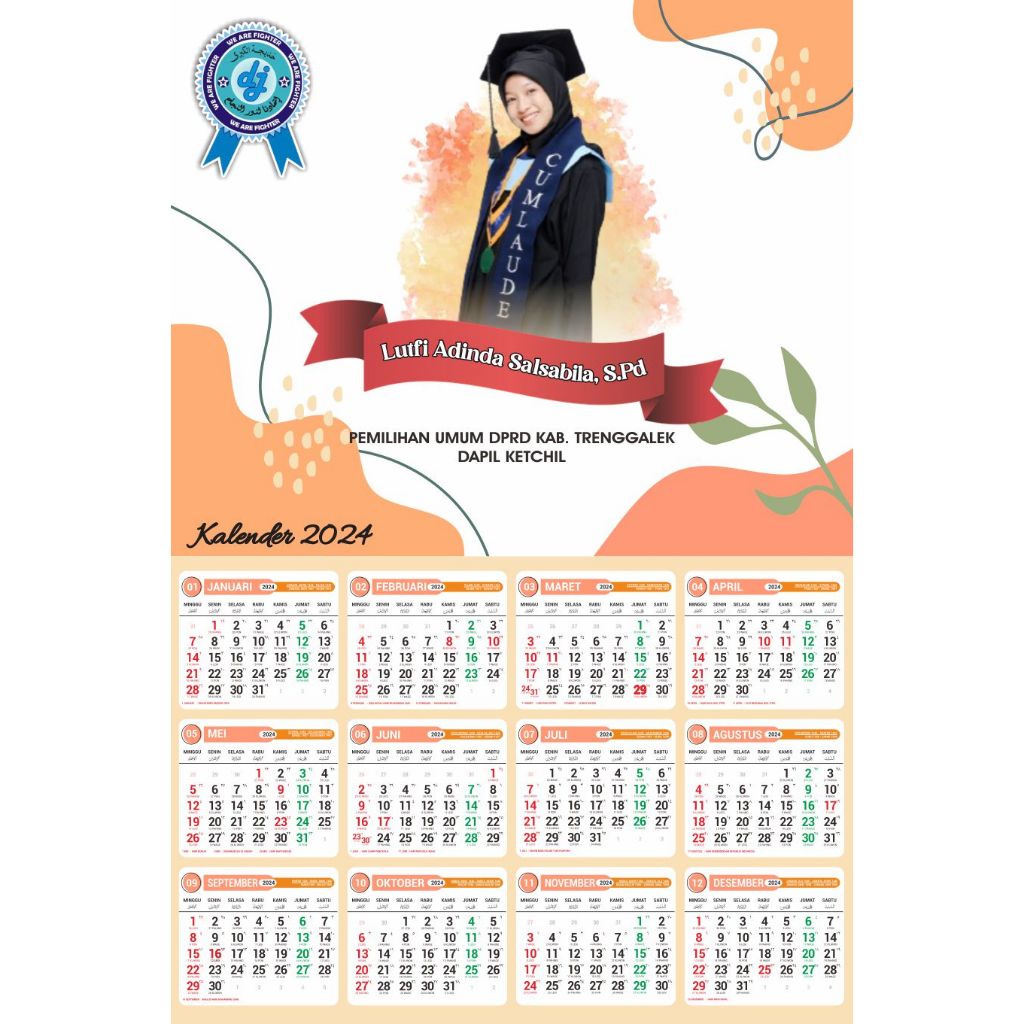 Jual 1000 Kalender Caleg Ukuran 34 cm x 49 cm (Lebih besar dari A3